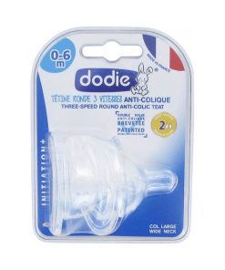 Dodie Tétine Ronde 3 Vitesses Anti‑Colique Débit 2 (0‑6 mois, lot de 2)